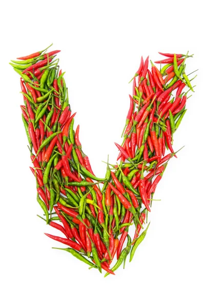 Alphabet aux poivrons verts et rouges — Photo