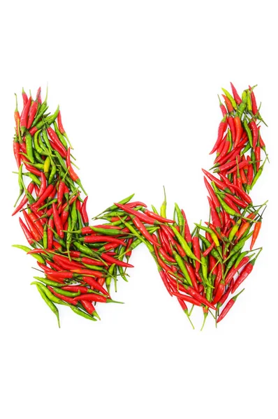 Yeşil ve kırmızı biber ile alfabe — Stok fotoğraf