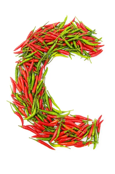 Alfabet z zielonej i czerwonej papryki — Zdjęcie stockowe