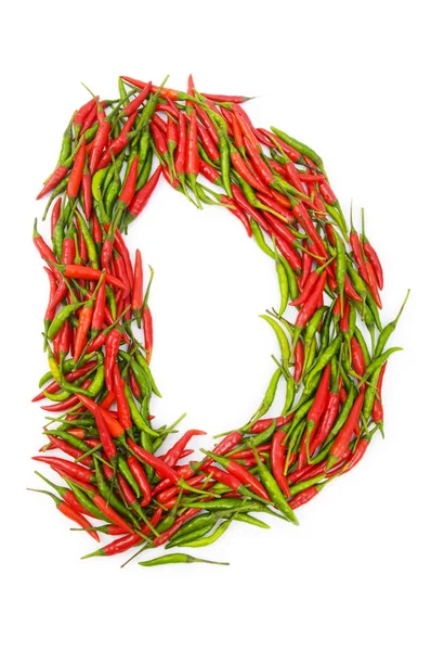 Alphabet with green and red peppers — Stock Photo, Image