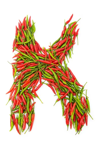 Alfabeto con peperoni verdi e rossi — Foto Stock