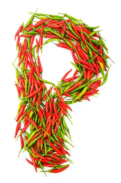 Alphabet with green and red peppers - letter — Stock Photo, Image