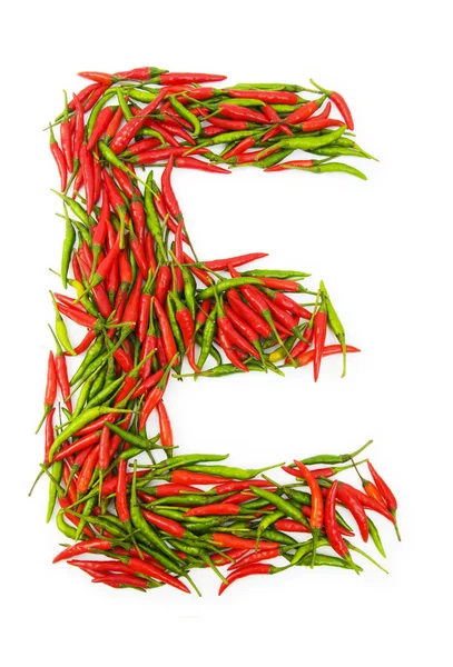 Alphabet with green and red peppers - letter — Stock Photo, Image