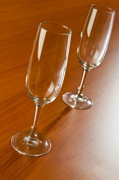 Wine glass on the wooden table — Stock Photo, Image