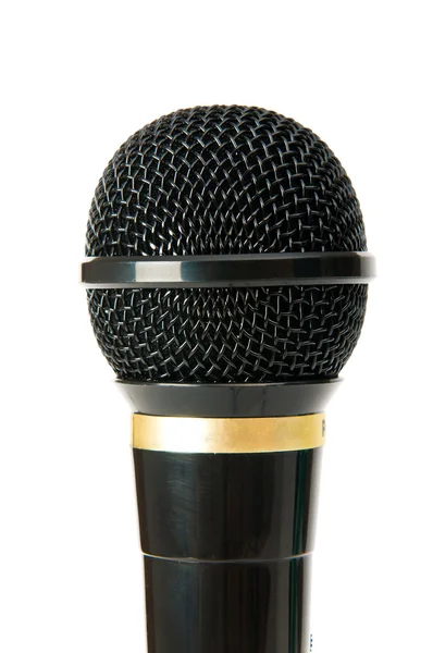 Microfone de áudio isolado no fundo branco — Fotografia de Stock