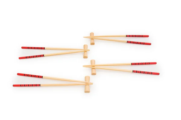 Ξύλινων chopsticks που απομονώνονται σε λευκό φόντο — Φωτογραφία Αρχείου