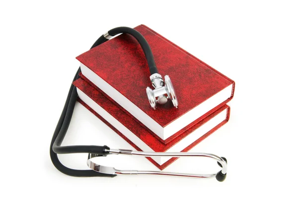 Konzept der medizinischen Ausbildung mit Buch und Stethoskop — Stockfoto