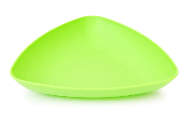 Зелена тарілка ізольована на білому тлі — стокове фото