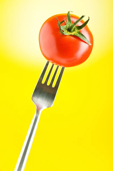 Red tomato against gradient background — Stock Photo, Image