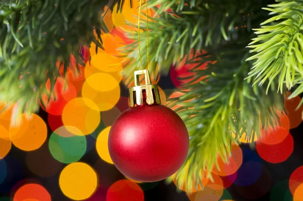 Decoración de Navidad y luces borrosas en el fondo —  Fotos de Stock