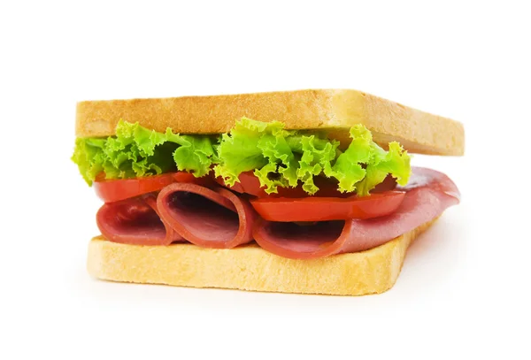 Вкусный сэндвич на белом фоне — стоковое фото