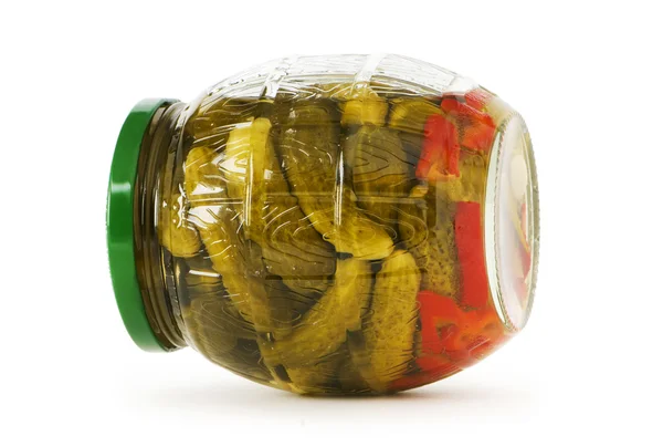 Can of cucumbers isolated on the white — Stok fotoğraf