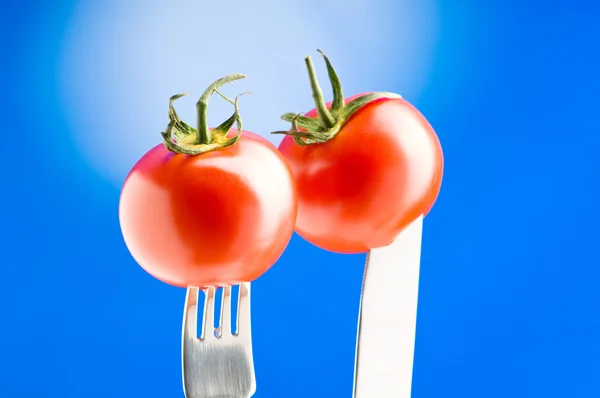 stock image Red tomato against gradient background