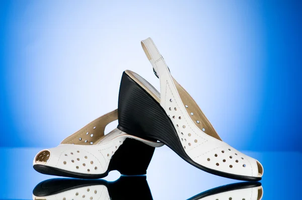 カラフルなグラデーションの背景に対して女性靴 — ストック写真