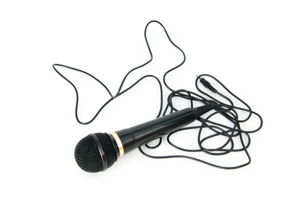 Microfone de áudio isolado no fundo branco — Fotografia de Stock
