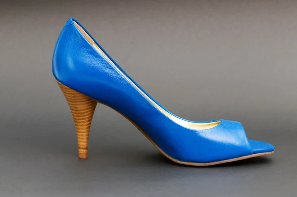 Fashion concept with blue woman shoes on high heels — Stock Photo, Image