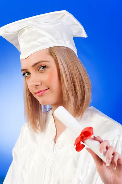 Šťastné absolvent barevné pozadí — Stock fotografie