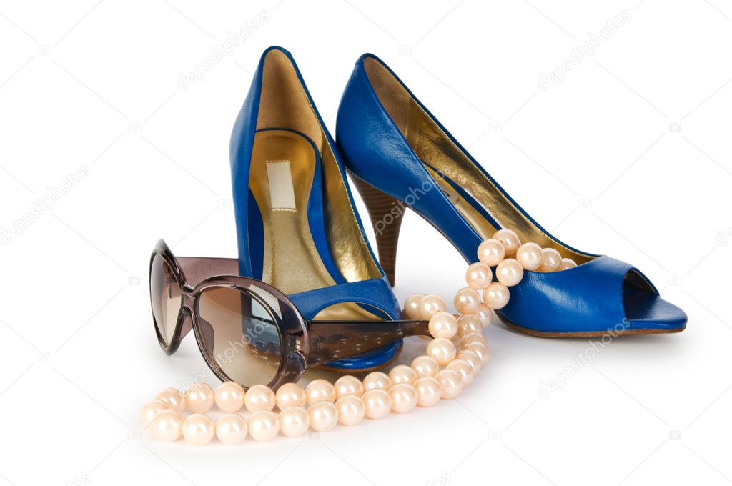 Woman accessories isolated on the white background