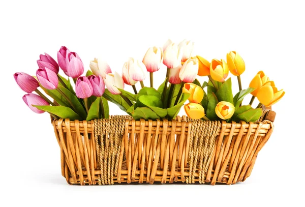 Joukko tulppaanin kukkia pöydällä — kuvapankkivalokuva