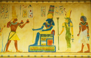 Egyptian concept with paintings on the wall clipart