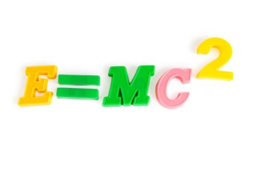 Famous einstein formula made of plastic numbers clipart