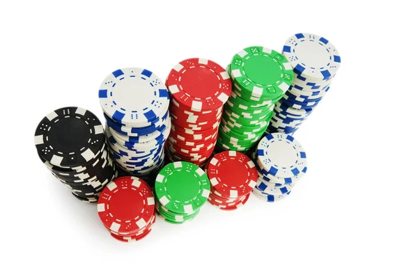 Casinofiches geïsoleerd op de witte achtergrond — Stockfoto