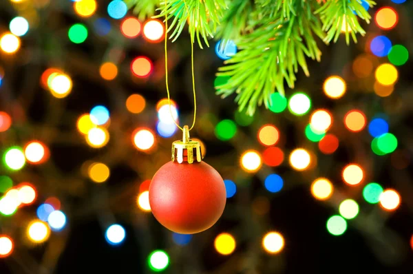 Christmas decoration and blurred lights at background — Stock Photo, Image
