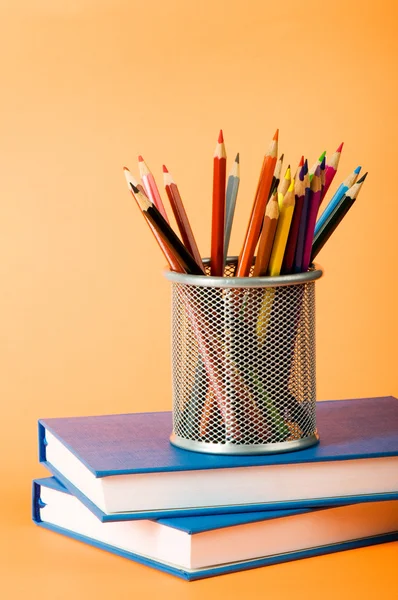 Back to school concept with books and pencils — Stock Photo, Image