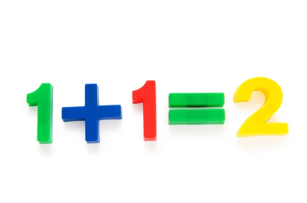 Contoh matematika sederhana dengan angka di atas meja — Stok Foto