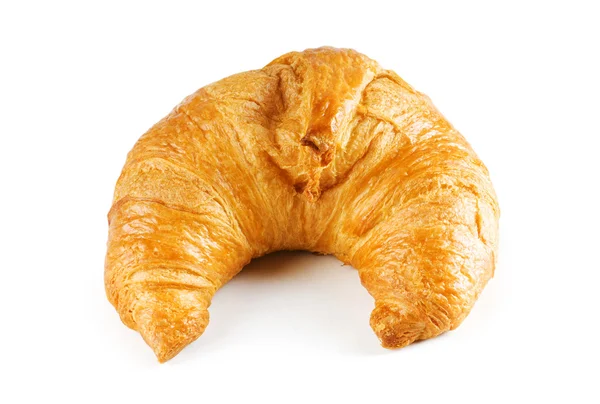 Frukost koncept - croissant och te isolerad på vit — Stockfoto