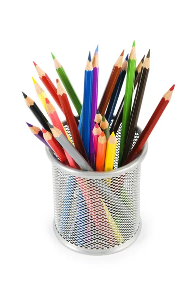 Vários lápis de cor isolados no branco — Fotografia de Stock