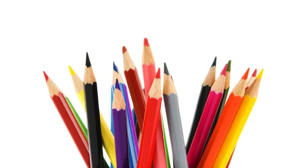흰색에 분리 된 다양 한 색깔의 연필 — 스톡 사진