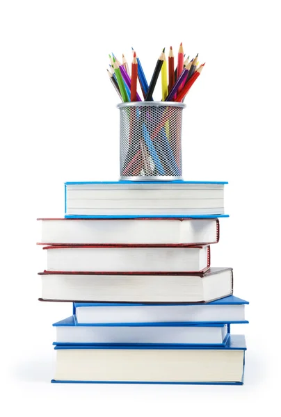 Concepto de regreso a la escuela con libros y lápices — Foto de Stock