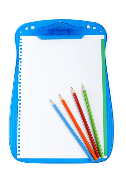 Binder e lápis isolados no fundo branco — Fotografia de Stock