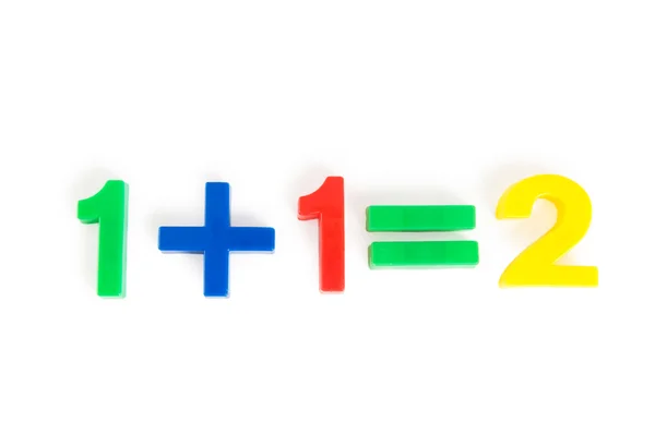 Contoh matematika sederhana dengan angka di atas meja — Stok Foto
