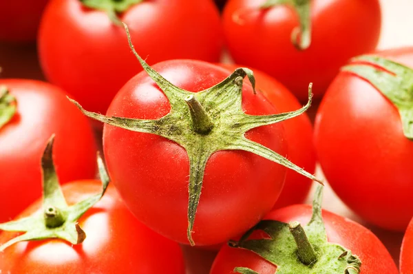 Červená rajčata na trhu stojan — Stock fotografie