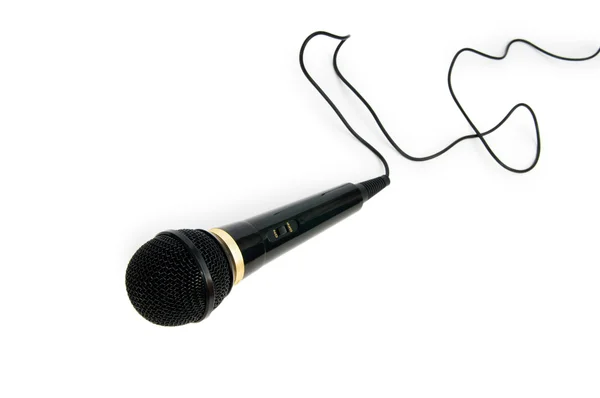 Ljud mikrofon isolerat på den vita bakgrunden — Stockfoto