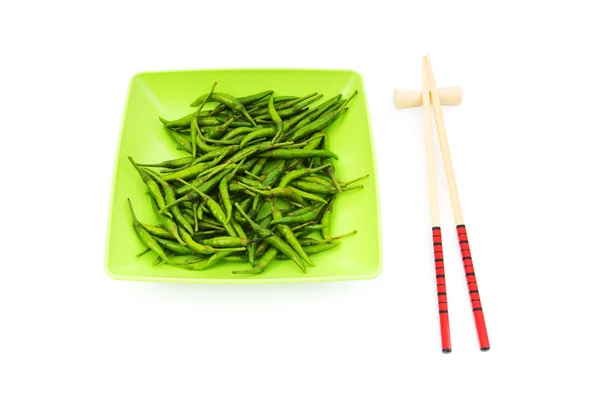 辣椒用筷子和板 — 图库照片