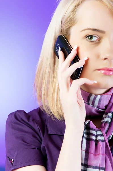 Attractive girl speaking on the mobile phone — Stock Photo, Image