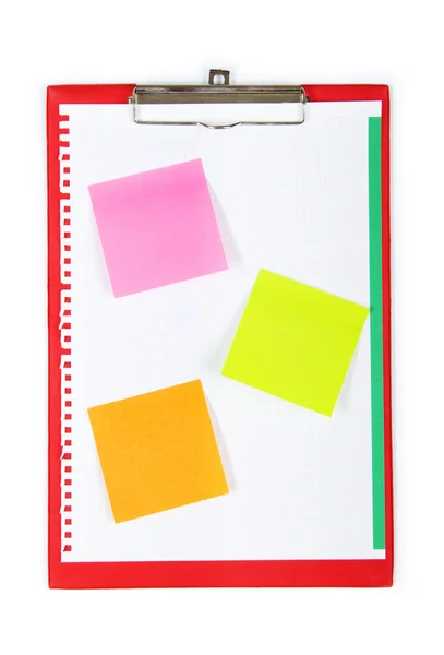Open binder with reminder notes and blank page — Stock Photo, Image