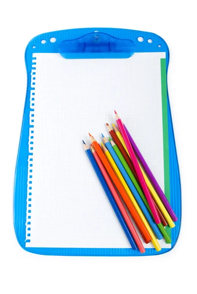 Binder e lápis isolados no fundo branco — Fotografia de Stock