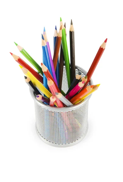 白に分離された様々な色の鉛筆 — ストック写真