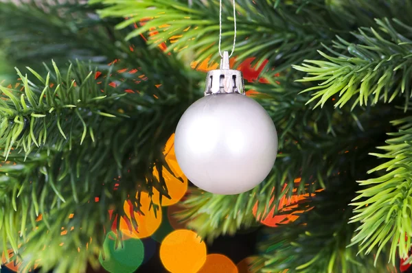 Noel dekorasyonu ve arka plan bulanık ışıkları — Stok fotoğraf