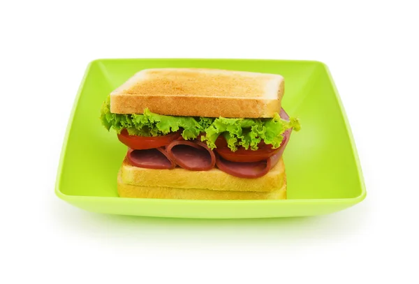 Beyaz arka plan üzerinde izole lezzetli sandviç — Stok fotoğraf
