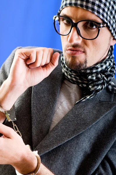 Man with glasses in studio shooting — Stock Photo, Image