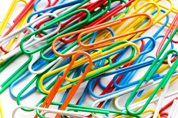 Close up of many colourful paper clips — Stock Photo, Image