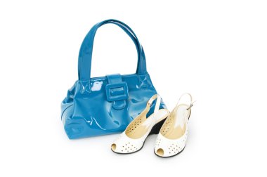 Bag and shoes isolated on the white background clipart