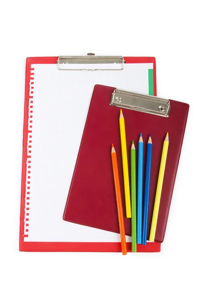 Binder and pencils isolated on the white background — Stock Photo, Image