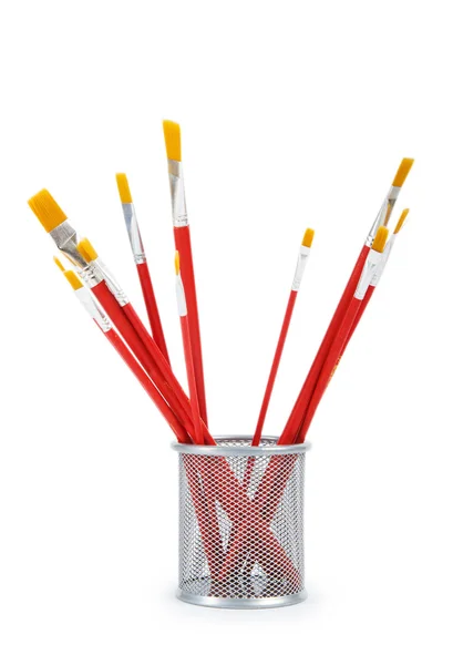Red art brushes isolated on the white background — Stock Photo, Image