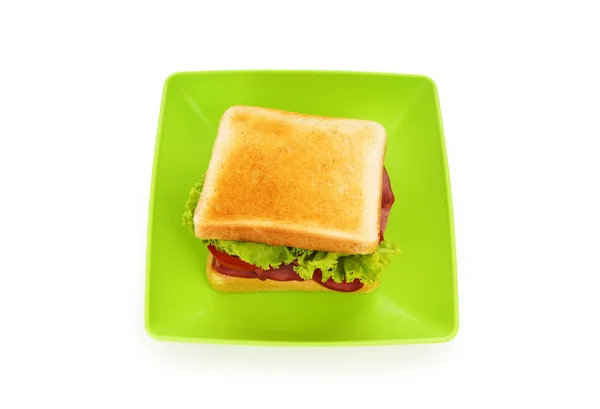 Sanduíche saboroso isolado no fundo branco — Fotografia de Stock